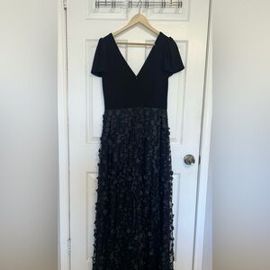 XSCAPE- Black Floral Applique Gown- size 10